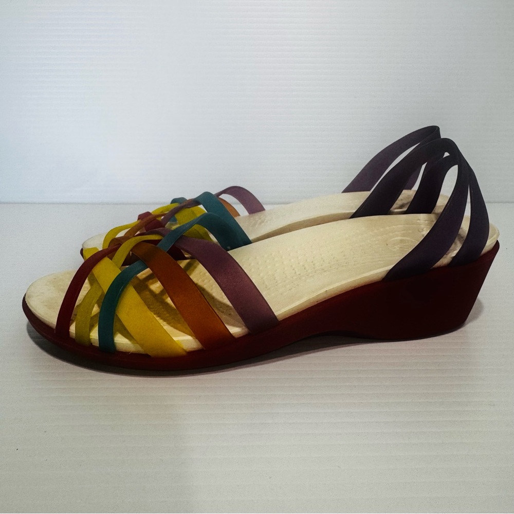 Crocs Rainbow Huaraches Wedge Sandals Size 8 - Picture 3 of 13